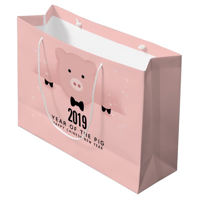 Kinesisk Rosa Gris Cute-kinesiska nyår 2019 (Framsidan Vinklad)