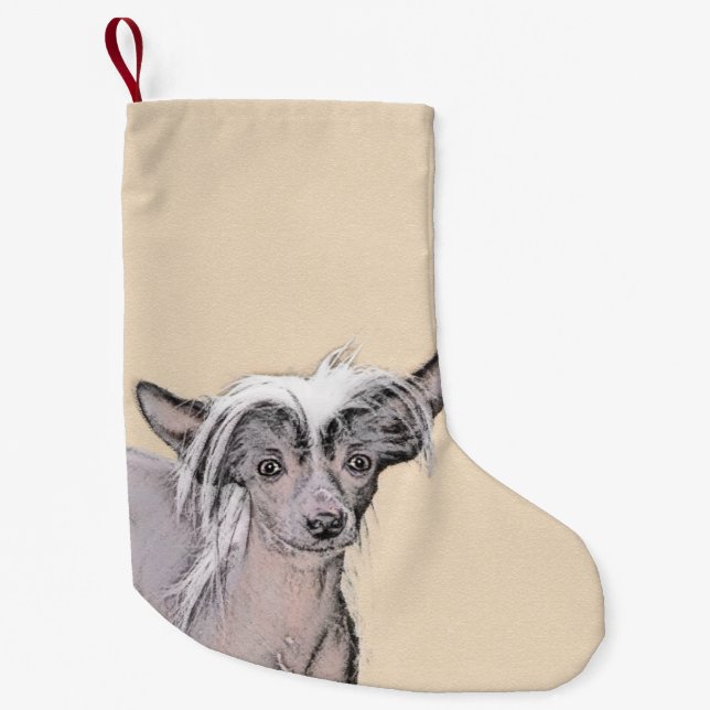 Kinesisk, rostfri målning Original Hund Art Liten Julstrumpa (Framsidan)