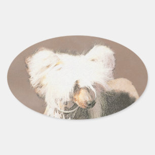 Kinesisk, rostfri målning Original Hund Art Ovalt Klistermärke