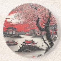 Kinesisk sceneri i Oriental Bläck Brush Teckning