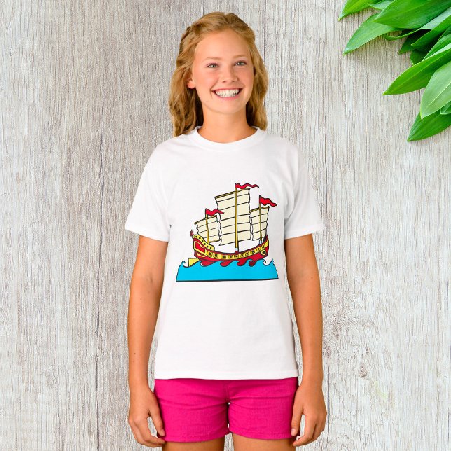 Kinesisk segling Frakt Girls T-Shirt (Skapare uppladdad)