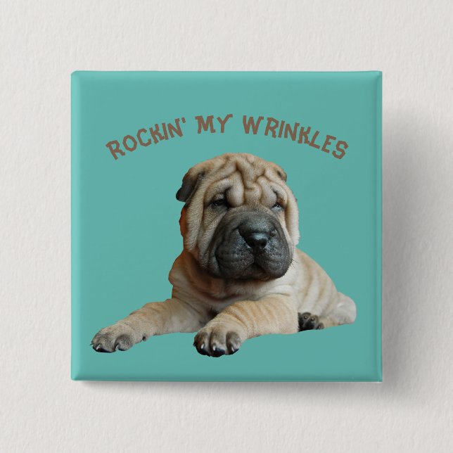 Kinesisk Shar Pei Funny Pin Button Knapp (Framsida)
