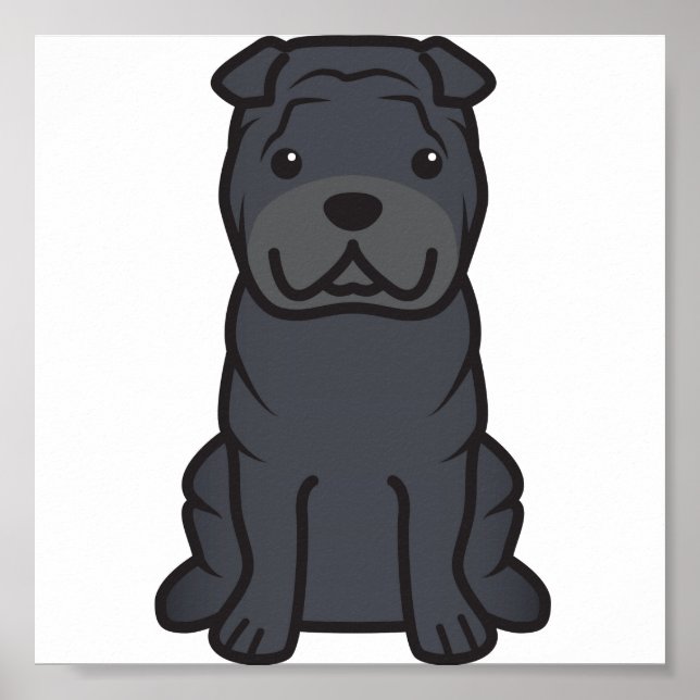 Kinesisk Shar-Pei-Hund-Tecknad Poster (Framsidan)