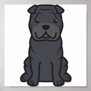 Kinesisk Shar-Pei hundtecknad Poster