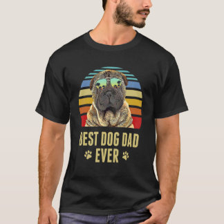 Kinesisk sherpei Best Hund Pappa All Retro Sunset T Shirt