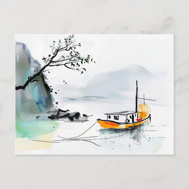 Kinesisk skräppost på Tranquil Vatten Vykort (Framsida)