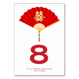 Kinesisk solfjäder och Dubbla lyckan | Kinesiskt b Bordsnummer