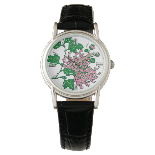 Kinesisk spindelkrysantemi - mjuk rosa armbandsur (Framsida)