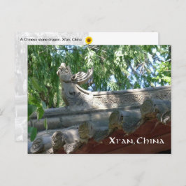 Kinesisk stendragon, Xi'an, China - vykort