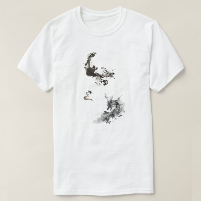 Kinesisk svart drakmer T-shirt - Mythical Asian Po (Design framsida)