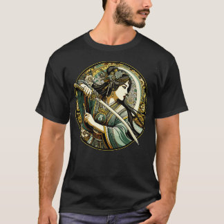 Kinesisk sword Fighter Art Noveau Stil T Shirt