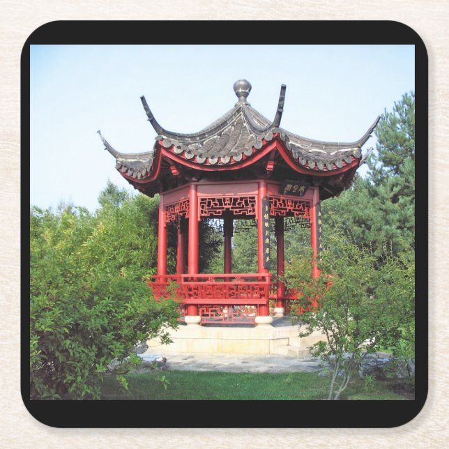 Kinesisk teathouse-underlägg underlägg papper kvadrat (Framsidan)