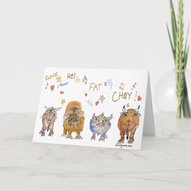 Kinesisk tecknadoxe för nytt år helgkort (Framsida)