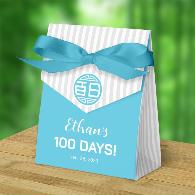 Kinesisk traditionell Baby 100 dagar 百 日 (blå) Presentaskar (Blue Ribbon is not included)