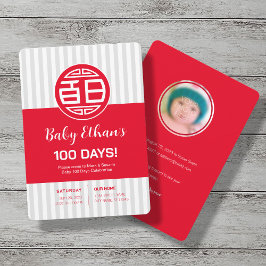 Kinesisk traditionell Baby 100 dagar 百 日 inbjudan
