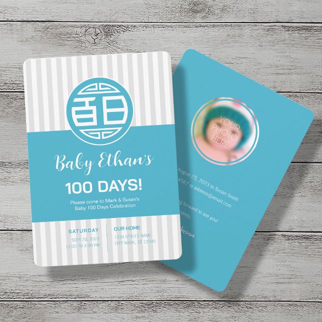 Kinesisk traditionell Baby 100 dagar 百 日 inbjudan (Skapare uppladdad)