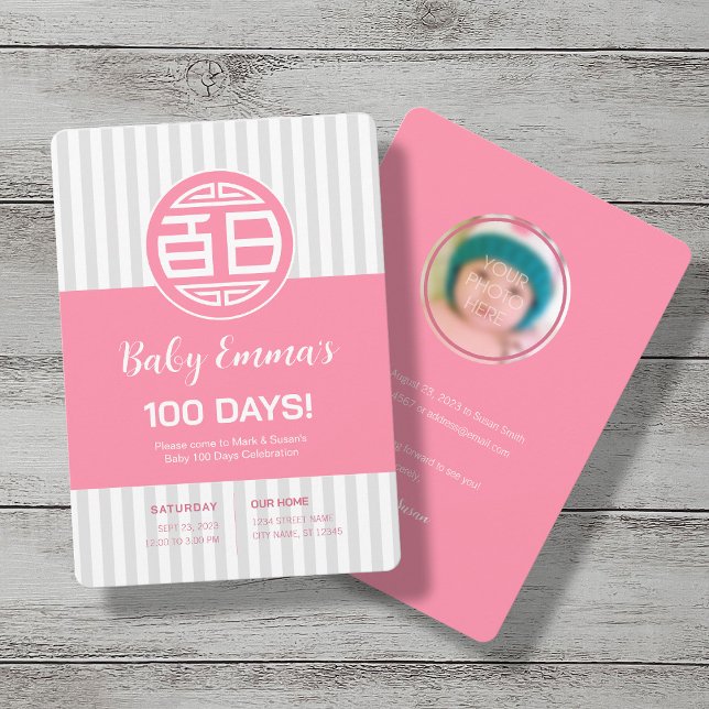 Kinesisk traditionell Baby 100 dagar 百 日 inbjudan (Skapare uppladdad)