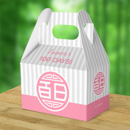 Kinesisk traditionell Baby 100 dagar 百 日 (Rosa) Presentaskar