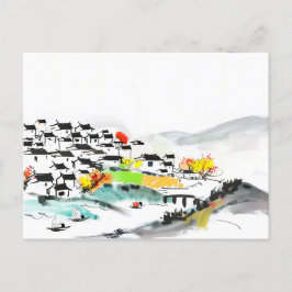 Kinesisk traditionell by i bergen vykort