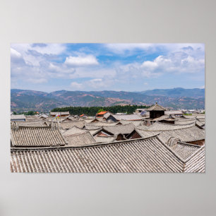 Kinesisk traditionell tilt tak, Dali,Yunnan,China Poster