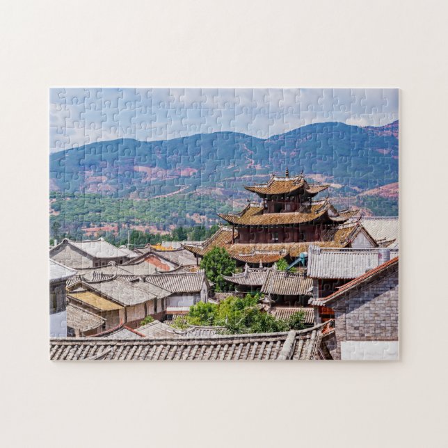 Kinesisk traditionell tilt tak, Dali,Yunnan,China Pussel (Horisontell)