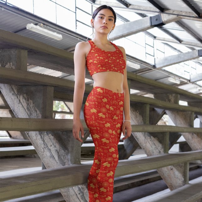 Kinesisk traditionell Zodiac-signoner Rabbit Mönst Leggings (Skapare uppladdad)