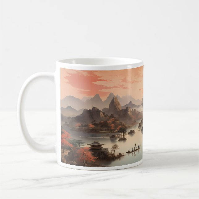Kinesisk tuschmålning kaffemugg (Vänster)