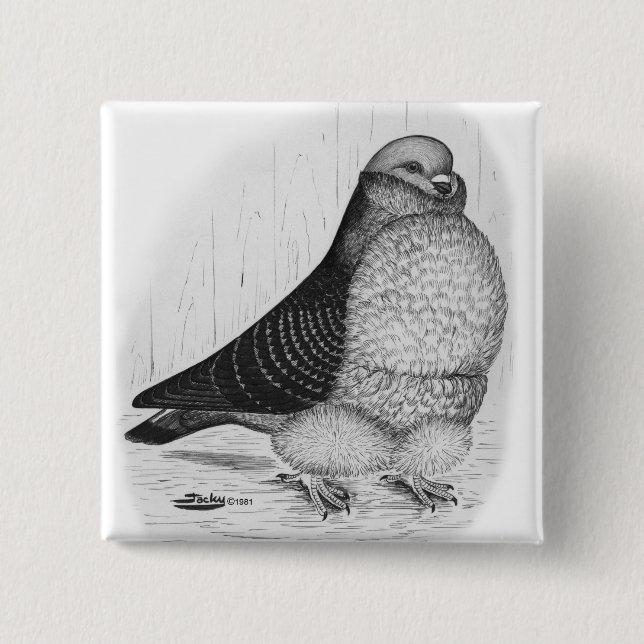 Kinesisk Uggla Pigeon Bläck Teckning Knapp (Framsida)