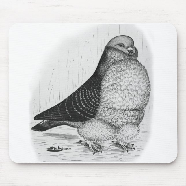 Kinesisk Uggla Pigeon Bläck Teckning Musmatta (Framsidan)