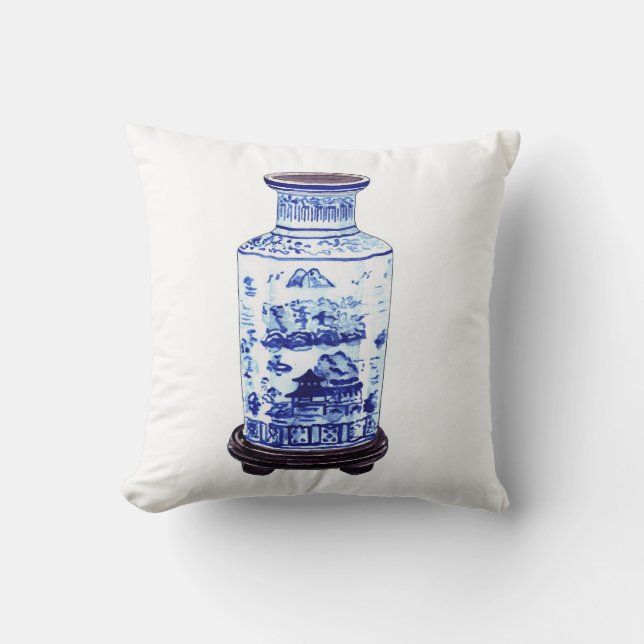 KINESISK VASE PÅ VIT KUDDE (Framsida)