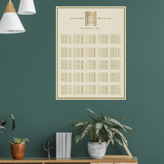 Kinesisk vigselstolningsdiagram med dubbel lycka poster (Vardagsrum 1)