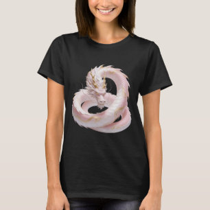Kinesisk vit guld drak fantasin design med  t shirt