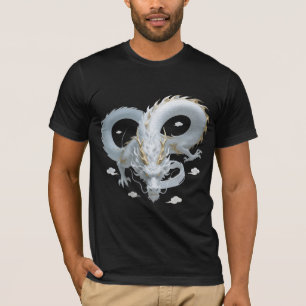 Kinesisk vit guld drak konst Fantasi design med T Shirt