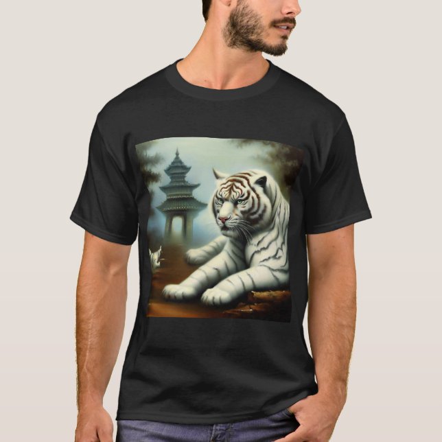 Kinesisk vit tiger (32) t shirt (Framsida)