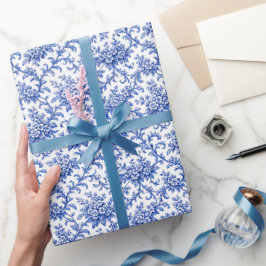 Kinesisk wrappingpapper, blå blommig presentförpac presentpapper