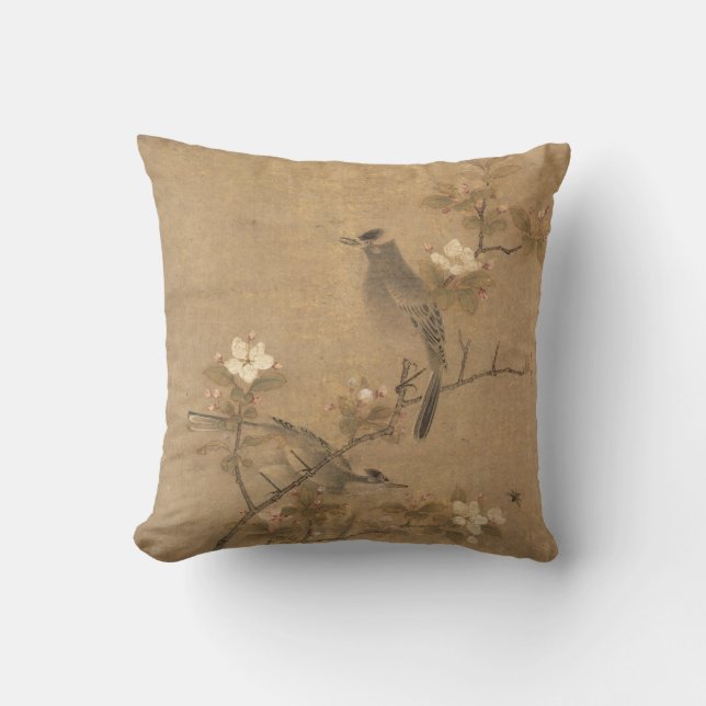Kinesisk Yuan Dynasty Flowers & Birds Oriental Art Kudde (Framsida)