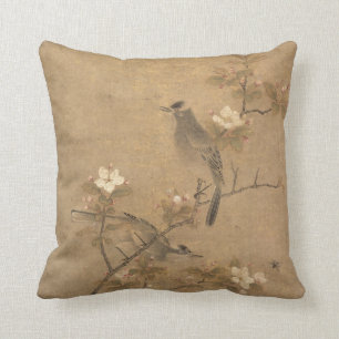 Kinesisk Yuan Dynasty Flowers & Birds Oriental Art Kudde