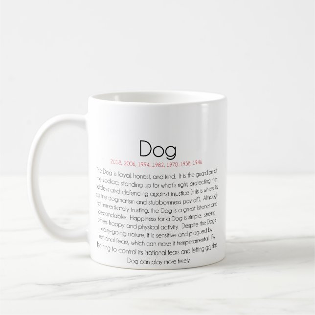 Kinesisk Zodiac (år av hunden) 2 Kaffemugg (Vänster)