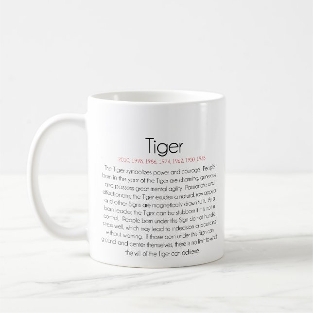 Kinesisk Zodiac (år av tigern) 2 Kaffemugg (Vänster)