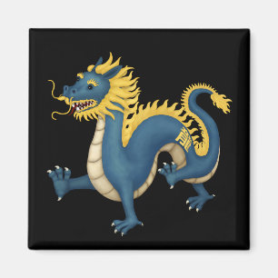Kinesisk Zodiac Dragon Astrology Sign Black Magnet