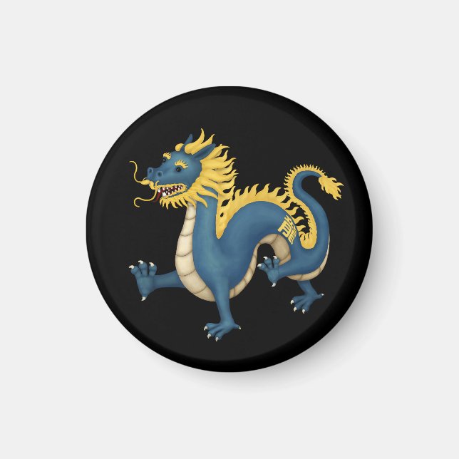 Kinesisk Zodiac Dragon Astrology Sign Black Magnet (Framsidan)