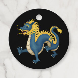 Kinesisk Zodiac Dragon Cute Astrology Sign Black Gåvor Etiketter