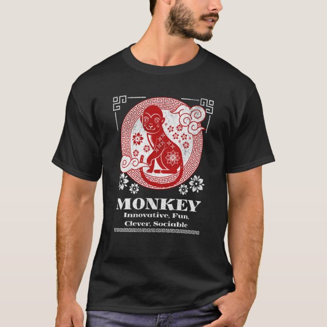 Kinesisk Zodiac Monkey Personality T Shirt (Framsida)