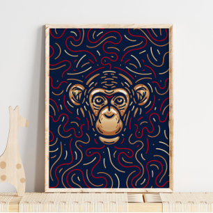 Kinesisk Zodiac Monkey Zodiac Digital Print Poster