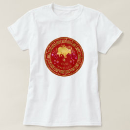 Kinesisk zodiac Ox Red/Guld ID542 T Shirt