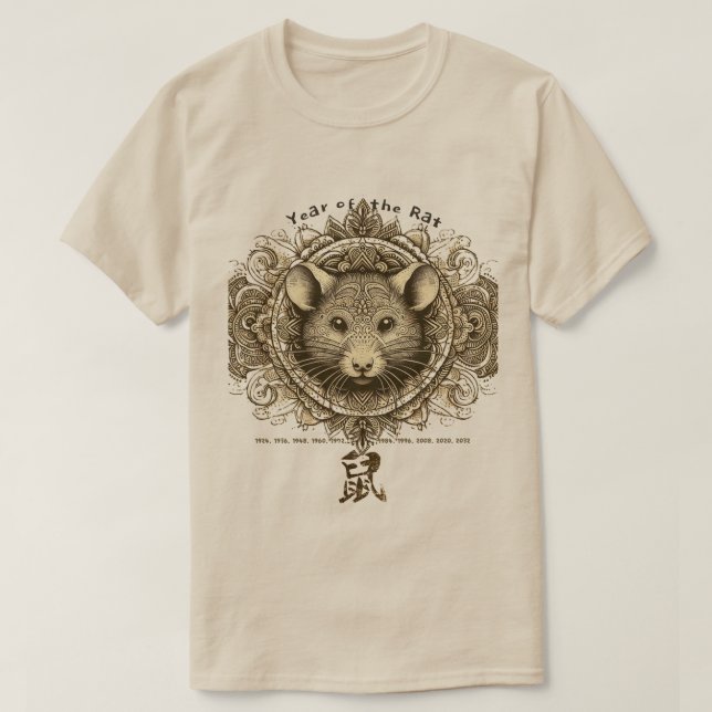 Kinesisk Zodiac "Råtta" T-Shirt (Design framsida)