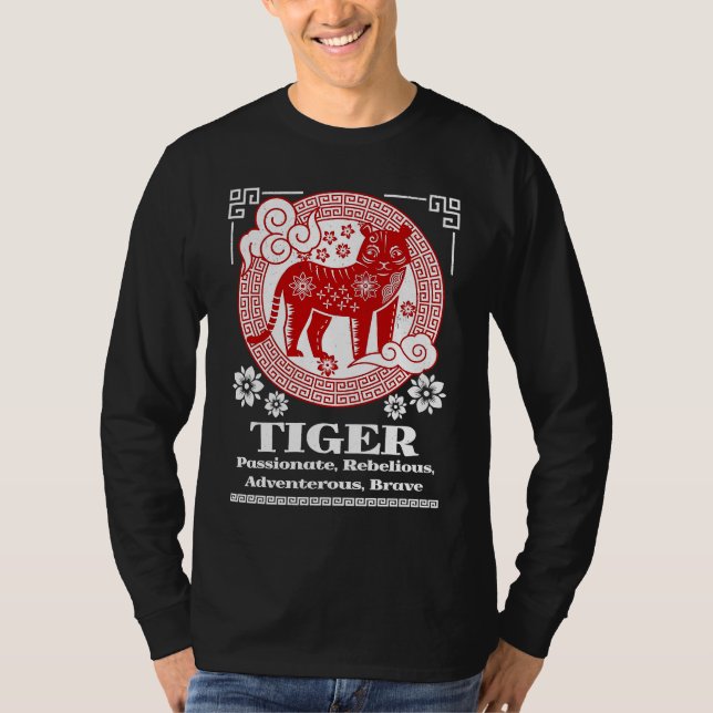 Kinesisk Zodiac Tiger Personlighet T Shirt (Framsida)