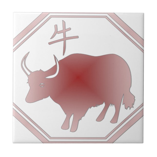 kinesisk zodiacoxe kakelplatta (Framsidan)