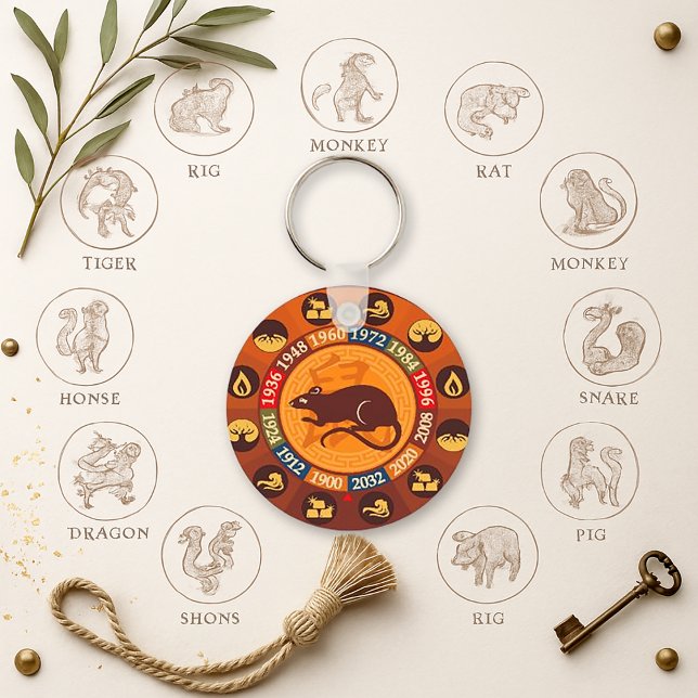 Kinesisk Zodiacråtta Nyckelring (Skapare uppladdad)