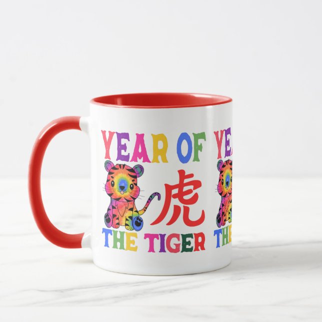 Kinesisk zodiak - År för tigern i regnbåge Mugg (Vänster)